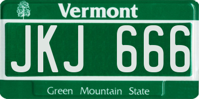 VT license plate JKJ666