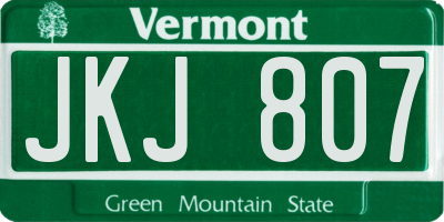 VT license plate JKJ807