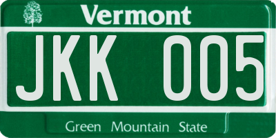 VT license plate JKK005