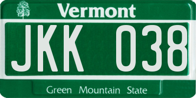 VT license plate JKK038