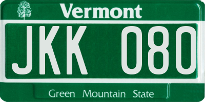 VT license plate JKK080