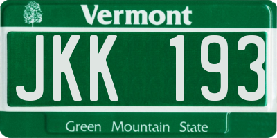 VT license plate JKK193