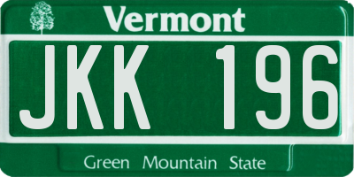 VT license plate JKK196
