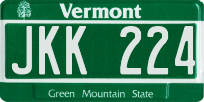 VT license plate JKK224