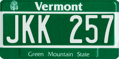 VT license plate JKK257