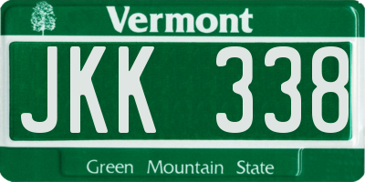 VT license plate JKK338
