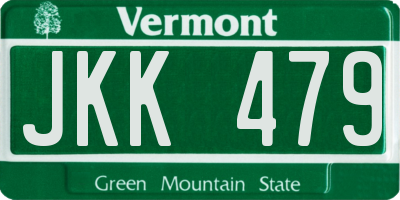 VT license plate JKK479