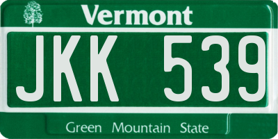 VT license plate JKK539