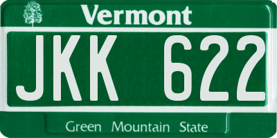 VT license plate JKK622