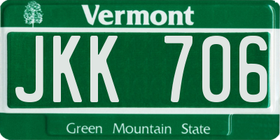 VT license plate JKK706