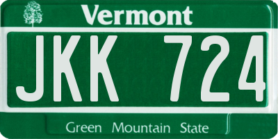 VT license plate JKK724