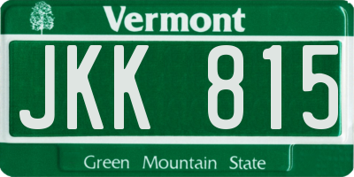 VT license plate JKK815