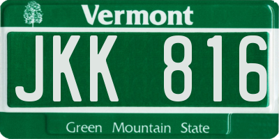 VT license plate JKK816