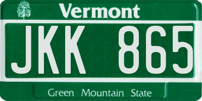 VT license plate JKK865