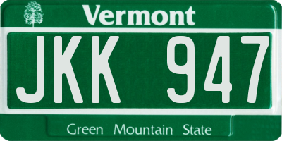 VT license plate JKK947