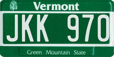 VT license plate JKK970