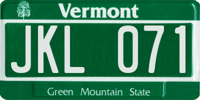 VT license plate JKL071