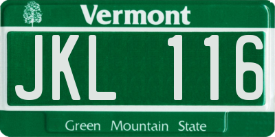 VT license plate JKL116