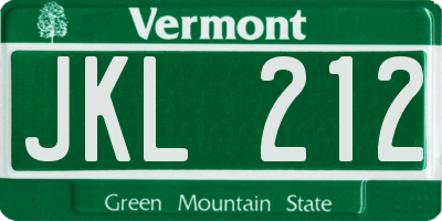 VT license plate JKL212