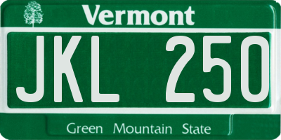 VT license plate JKL250