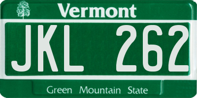 VT license plate JKL262