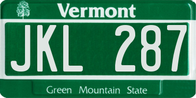 VT license plate JKL287