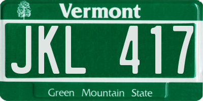 VT license plate JKL417