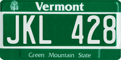 VT license plate JKL428