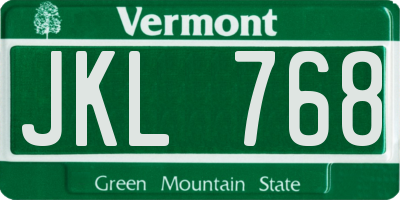 VT license plate JKL768