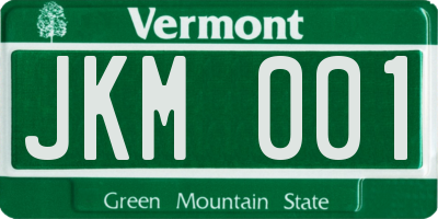 VT license plate JKM001