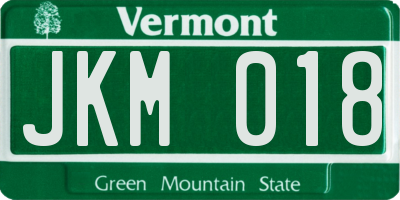 VT license plate JKM018