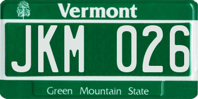 VT license plate JKM026
