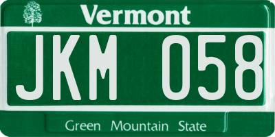 VT license plate JKM058