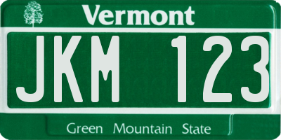 VT license plate JKM123