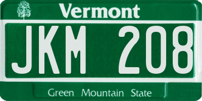 VT license plate JKM208