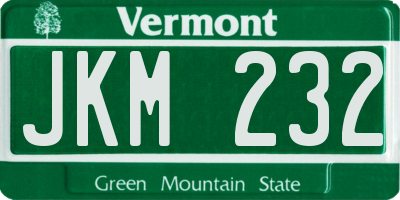 VT license plate JKM232