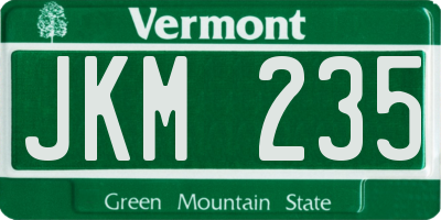 VT license plate JKM235