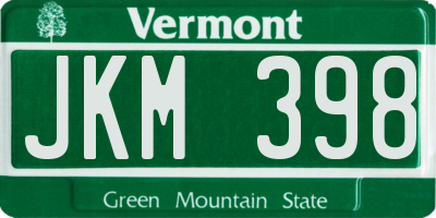 VT license plate JKM398
