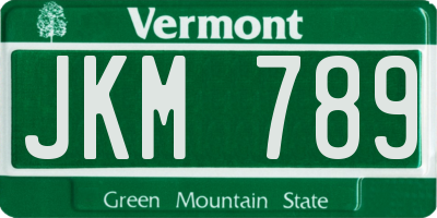 VT license plate JKM789