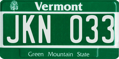 VT license plate JKN033