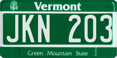 VT license plate JKN203