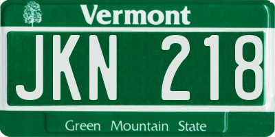 VT license plate JKN218