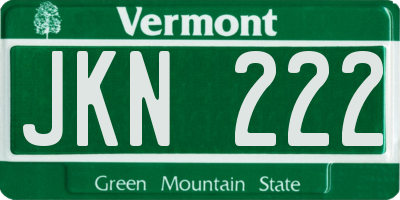 VT license plate JKN222