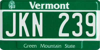 VT license plate JKN239