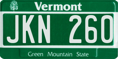 VT license plate JKN260