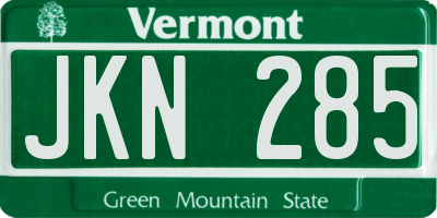 VT license plate JKN285