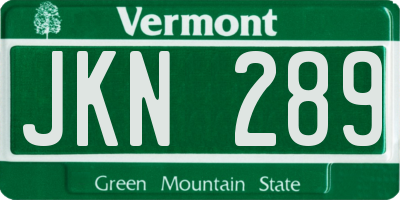 VT license plate JKN289