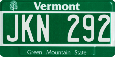VT license plate JKN292