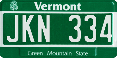 VT license plate JKN334