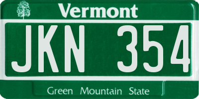 VT license plate JKN354